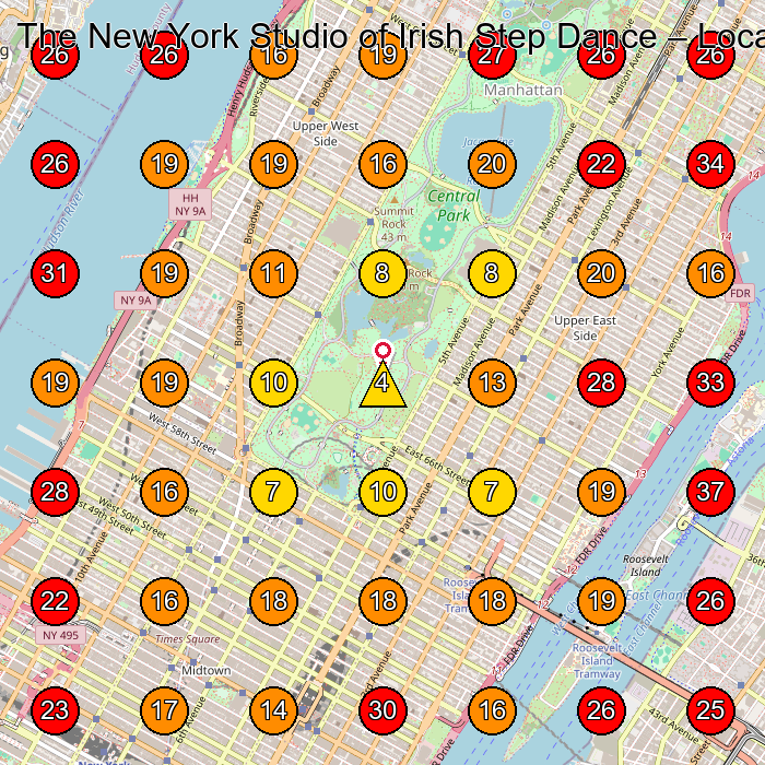 The New York Studio of Irish Step Dance GeoGrid visibility map for Dance School in 246 Columbus Ave